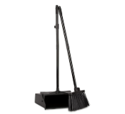 Commercial Lobby Dust Pan with Upright Broom – 2-Piece Cleaning Set – Black