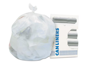 33 Gallon High-Density Trash Bags – 16 Micron Natural Liners – Coreless Roll – 250 Count