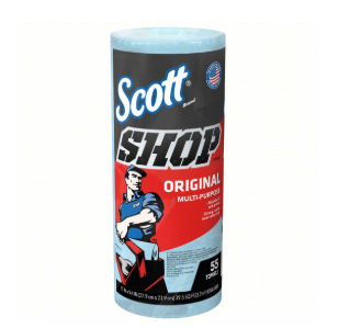 Scott® Blue Shop Towels – Heavy Duty Disposable Cleaning Towels (55 Sheets per Roll, 12 Rolls per Case)