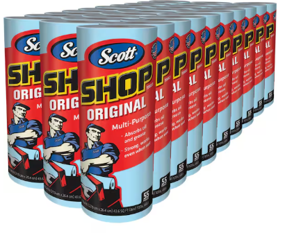 Scott® Shop Towels Original – Heavy Duty Disposable Cleaning Towels (55 Sheets per Roll, 30 Rolls per Case)