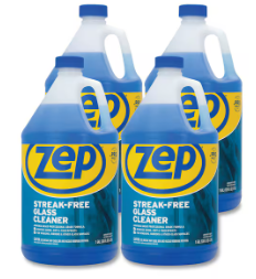 Zep Streak-Free Glass Cleaner – Pleasant Scent, 1 Gallon (4 Bottles/Case)