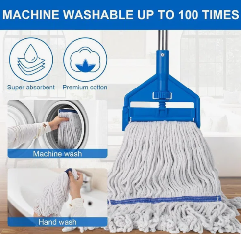 Looped-End String Mop Heads – Cotton Blend, Commercial Grade (50 Pack)