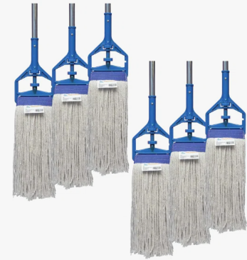 Cut-End Cotton Mop Heads – 24 oz, Blue Band (40 Pack)