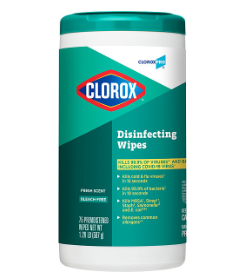 Clorox Disinfecting Wipes – 75 Count Canister (Case of 6)